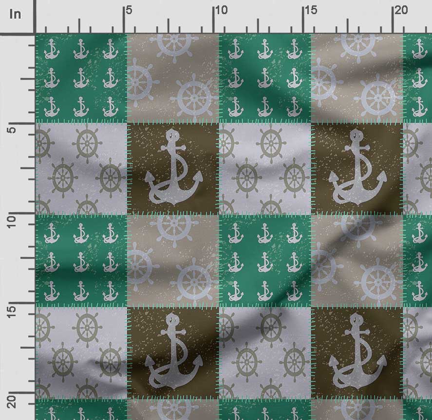 Soimoi Sea Shell Print,  Cotton Cambric, Quilting Fabric Sold by The Yard 42 Inch Wide, Medium Weight Cotton Fabric, Sewing  Supplies,Blue &