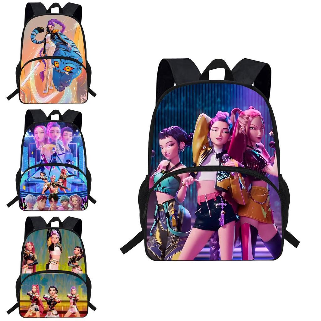 Kpop Demon Hunters Cartoon Student Backpack With Breathable Back Support And Wearresistant Oxford Material For Kids