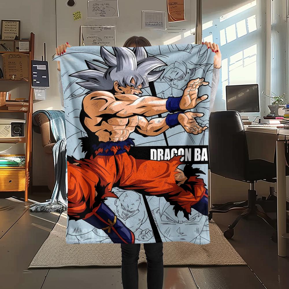 

Фланелевое одеяло с принтом персонажей Dragon Ball, Высококачественное, Удобное для всех сезонов, Декор для дома, Тепло и уют, Идеально для рождественских подарков 80cm x 120cm