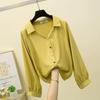Long Sleeve Chiffon Big Size Tummy Covering Slim Ladies Shirt