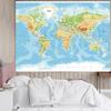Large Political World Map Wall Poster,Educational Physical Map for School Classroom,Home & Office Decor,Waterproof Travel Map Art