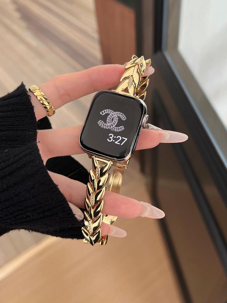 Wheat Ear Fine Diamond Metal Strap for Apple Watch - Stylish Fashion Band