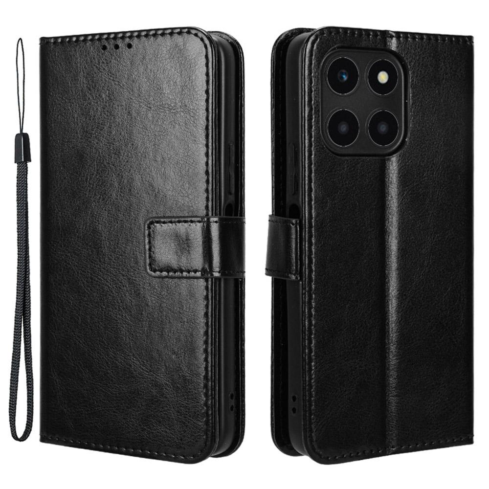 For Honor X6a 4G PU Leather Protective Case Crazy Horse Texture Phone Wallet Cover