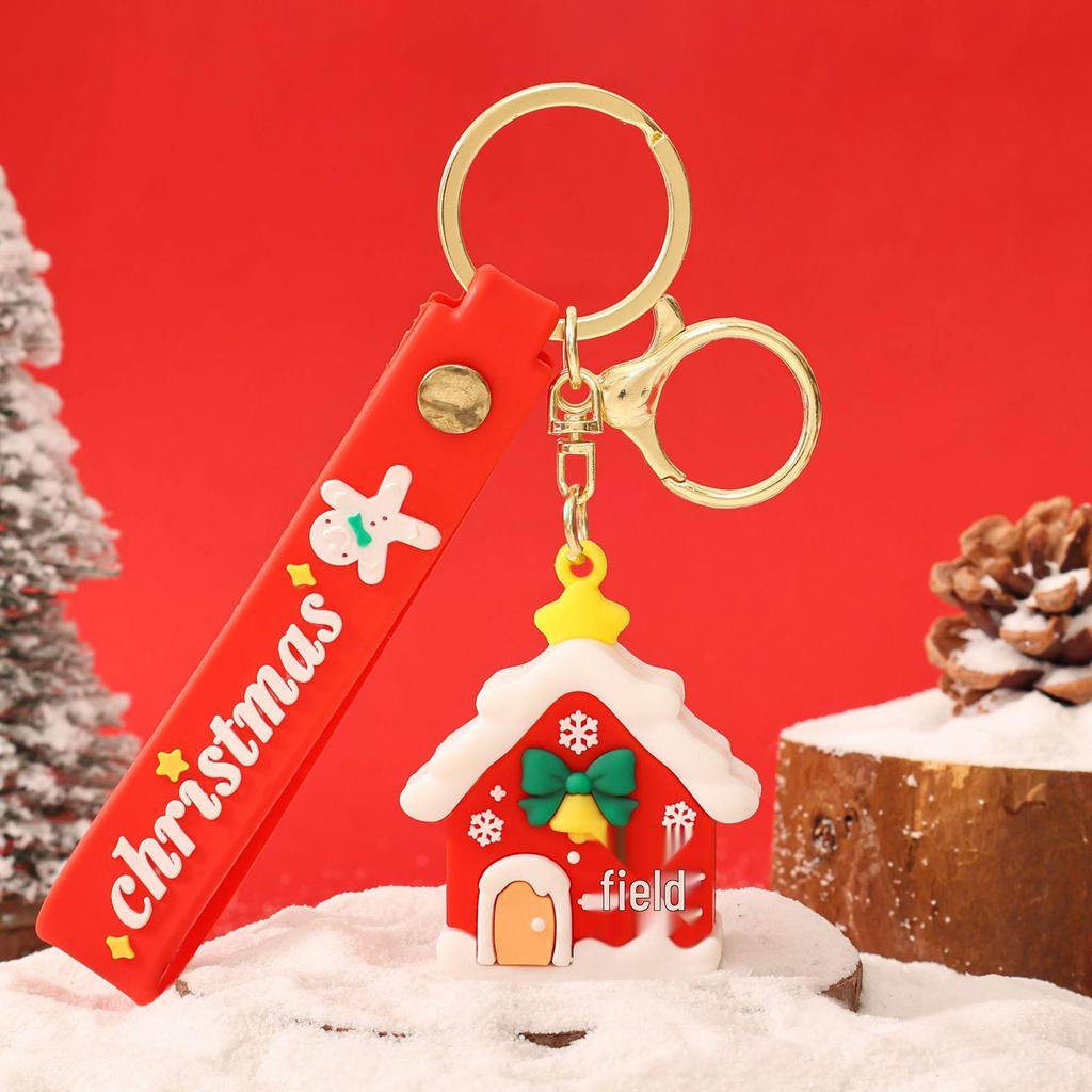 Niedlicher Cartoon Weihnachts Schneemann Gummi Schlüsselanhänger - Weicher Anhänger für Schlüssel oder Taschen