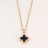Black and White Double-sided Four-leaf Clover Necklace for Summer, Fashionable Accessory, High-end Necklace