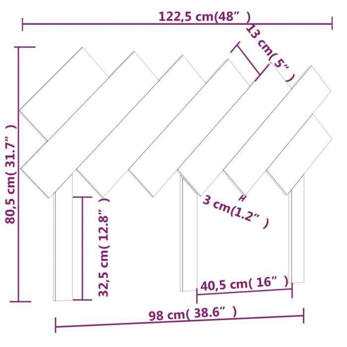 VidaXL Headboard Grey 122.5x3x80.5 Cm Solid Pine Wood 819212
