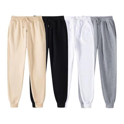 Sweatpants Thick Plush Drawstring Elastic Waist Ankle-banded Loose Pockets Solid Color Mid Waist Ankle Length