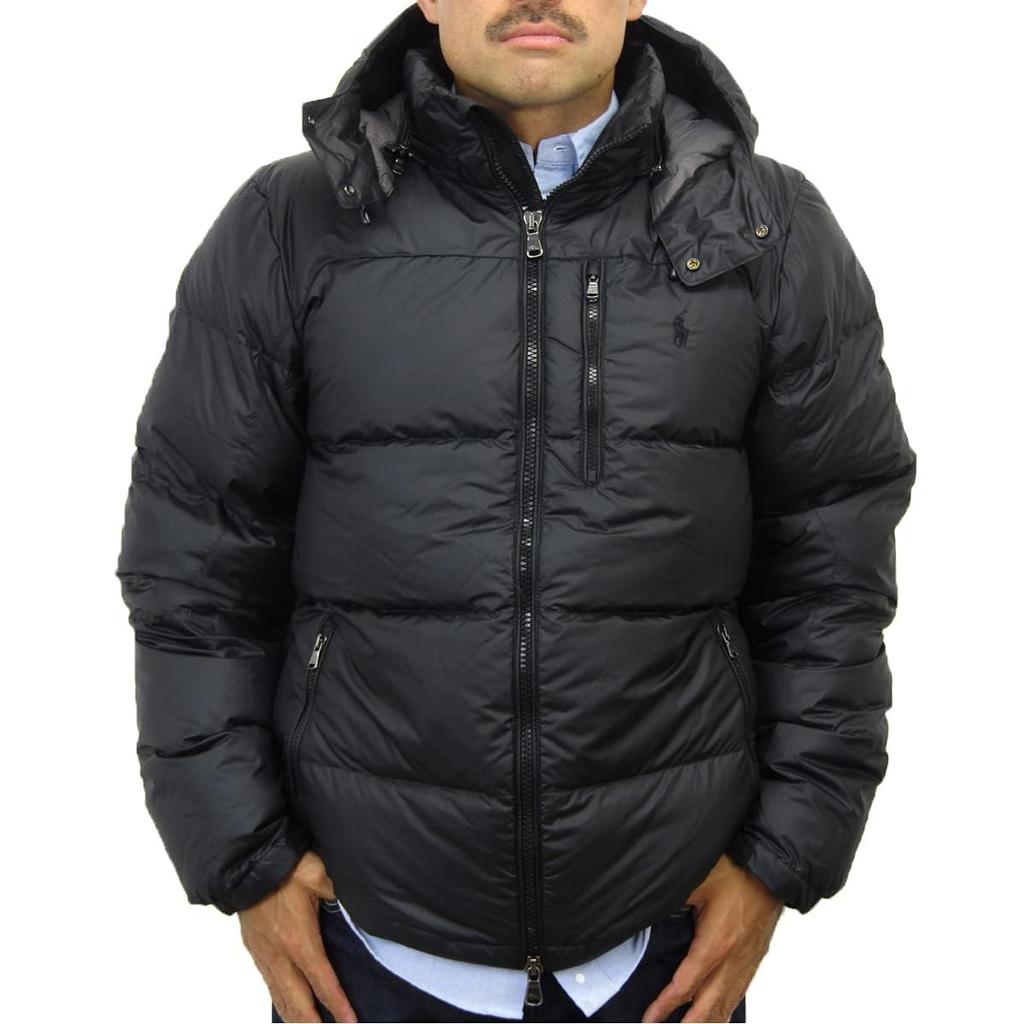 POLO RALPH LAUREN Daunen Größe 0101855 Herren Doppelreißverschluss High-Loft Jacke/Parka, L, Schwarz,
