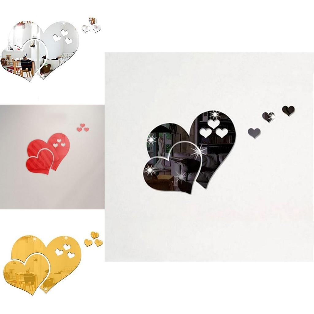 Eye-catching 3d Love Heart Mirror Wall Stickers Decal To Enhance Your Space