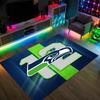 Seattle Seahawks Design Kristall-Samt-Teppich Gemütlich Nicht?Rutschfester Teppich mit Aufdruck für Schlafzimmer Wohnzimmer Eingang
