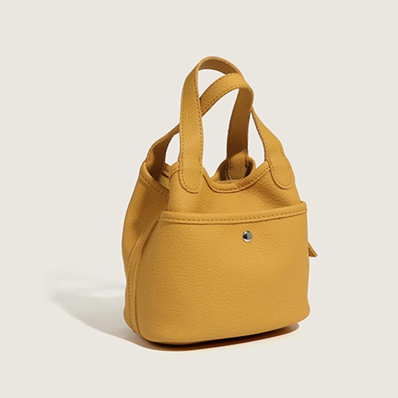 IELGY fashion simple soft leather texture shoulder bucket bag women