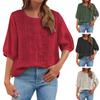 Embroidered Tops for Women 3/4 Sleeve Summer Casual Boho Blouses Retro Loose Crew Neck Bohemian Shirts