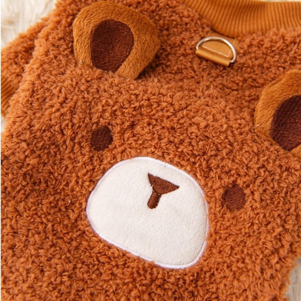 Warm Dog Plush Jumpsuit Cozy Cartoon Four Legged Plush Coat Soft Fleece Animal Pattern Dog Cotton Jacket Autumn Winter