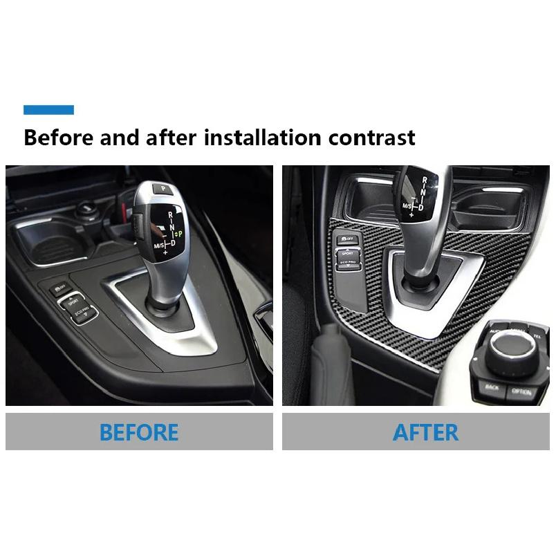 AIRSPEED for BMW F20 F21 LHD Car Interior Carbon Fiber Gear Shift Panel Cover Trim Car Stickers 1 Series 116i 118i Accessories