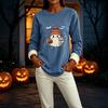 Women's Halloween -Lined Long Sleeve Round Neck Print Casual Winter Top