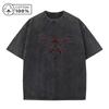 Mens Unique Line Butterfly Print Washed T Shirt Distressed Retro Casual Loose Pure Cotton Short Sleeved Summer Commuter Top
