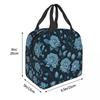 Vintage Blue Rose Pattern Insulated Lunch Bag for Women Kids Portable Food Boxes Thermal Lunch Box Tote