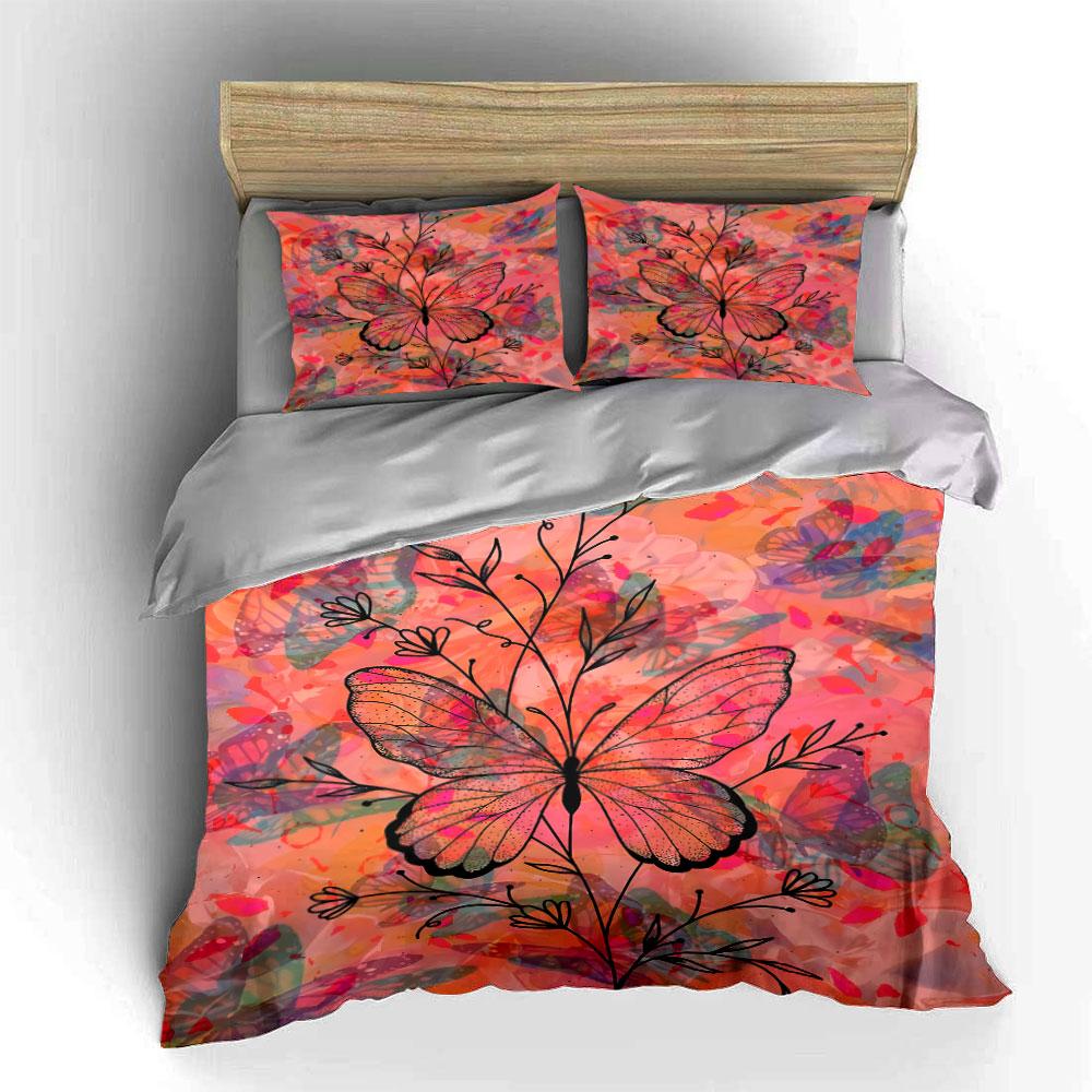Butterfly Floral Bedding Set Bedding Duvet Cover Set Duvet Cover Pillowcases (1 * Duvet Cover 2 * Pillowcases, without duvet insert)