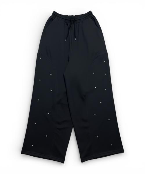 Bonseullipi Crystal Stud Curve Wide Pants (Black)