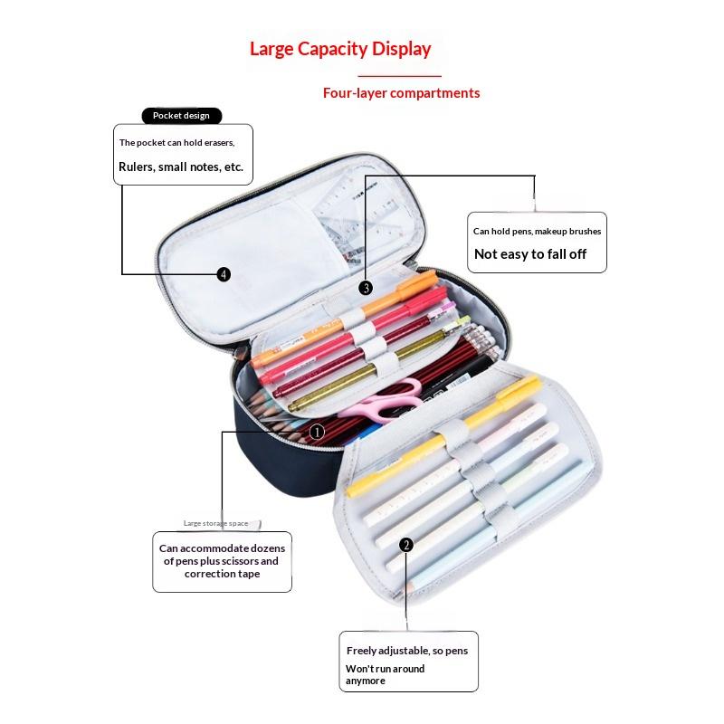 Large Capacity Minimalist Korean Style Pencil Case with Combination Lock for Elementary, Middle and High School Students.