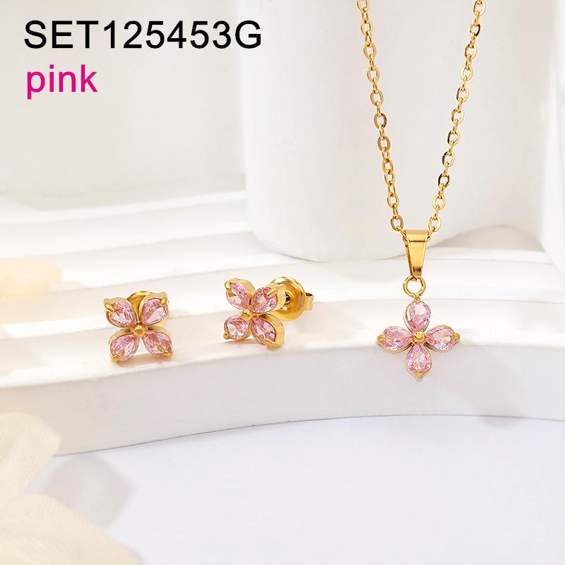 Trendy, understated luxury: titanium steel necklace and stud earring set for women. fade-resistant, elegant jewelry