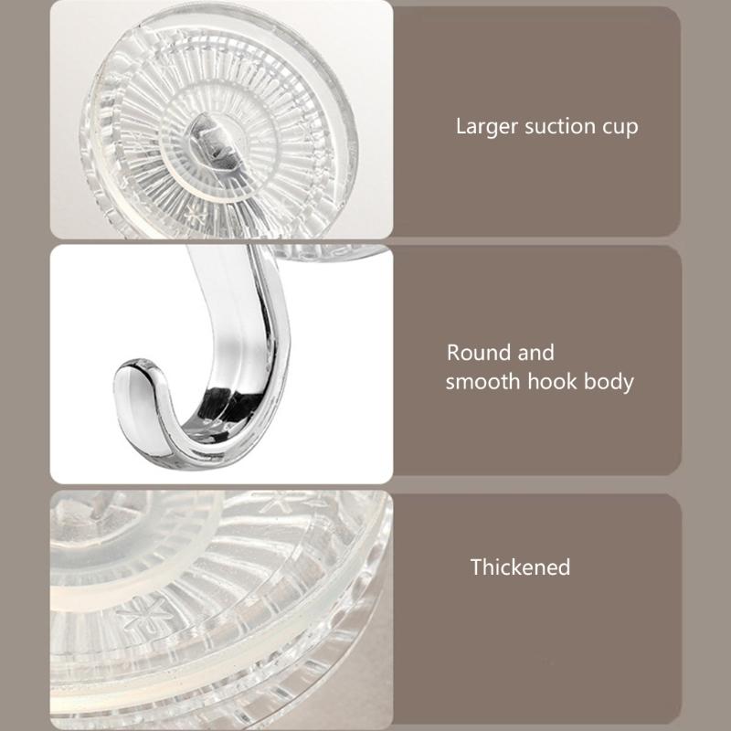 Functional Suction Cup Hooks Bathroom Towel Hangers Sturdy No Drill Installation For Wet Area Home Storage