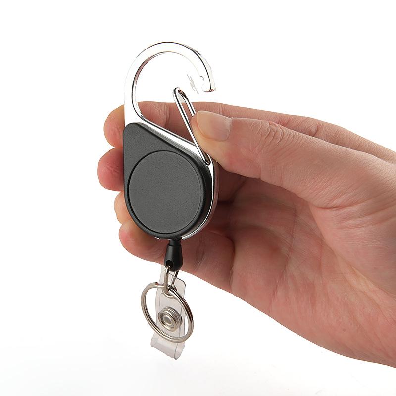 Retractable Anti-Theft Key Ring with High Rebound Nylon Rope and Carabiner