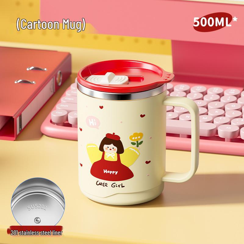 Yuedis 304 Stainless Steel Double-Layer Anti-Scald Creative Coffee Mug 350ml-500ml