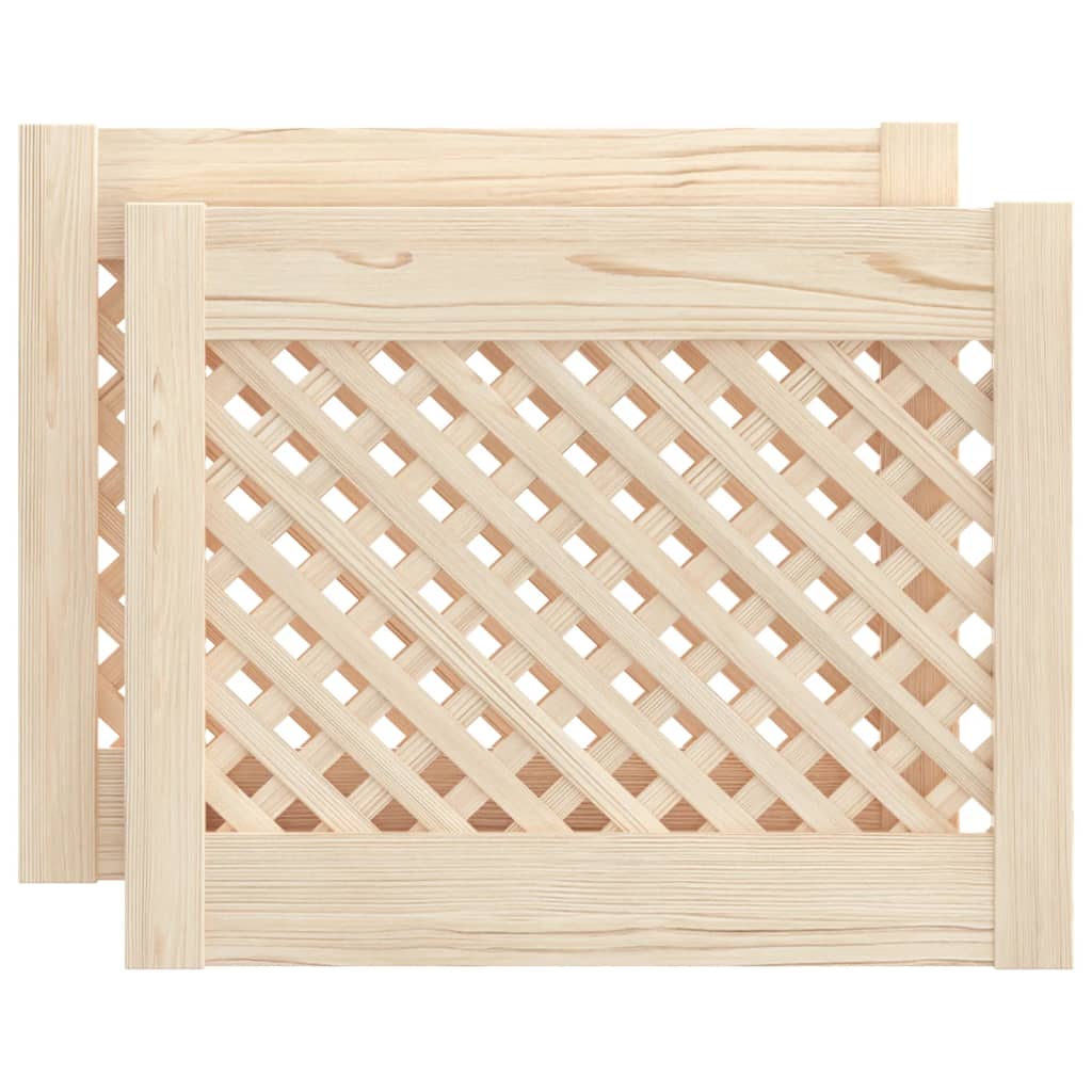 Cabinet Doors 2 Pcs Grid Design 49.5 X 39.5 Cm Solid Pine Wood