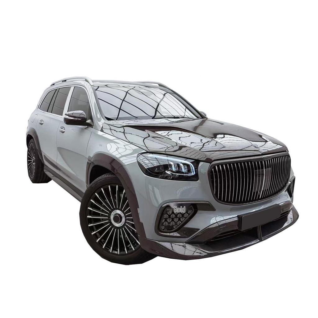 Mercedes-Benz GLS Maybach 24-25 LD Style Upgrade Kit: Front Lip, Rear Bumper, Side Skirts, Wind Deflector.