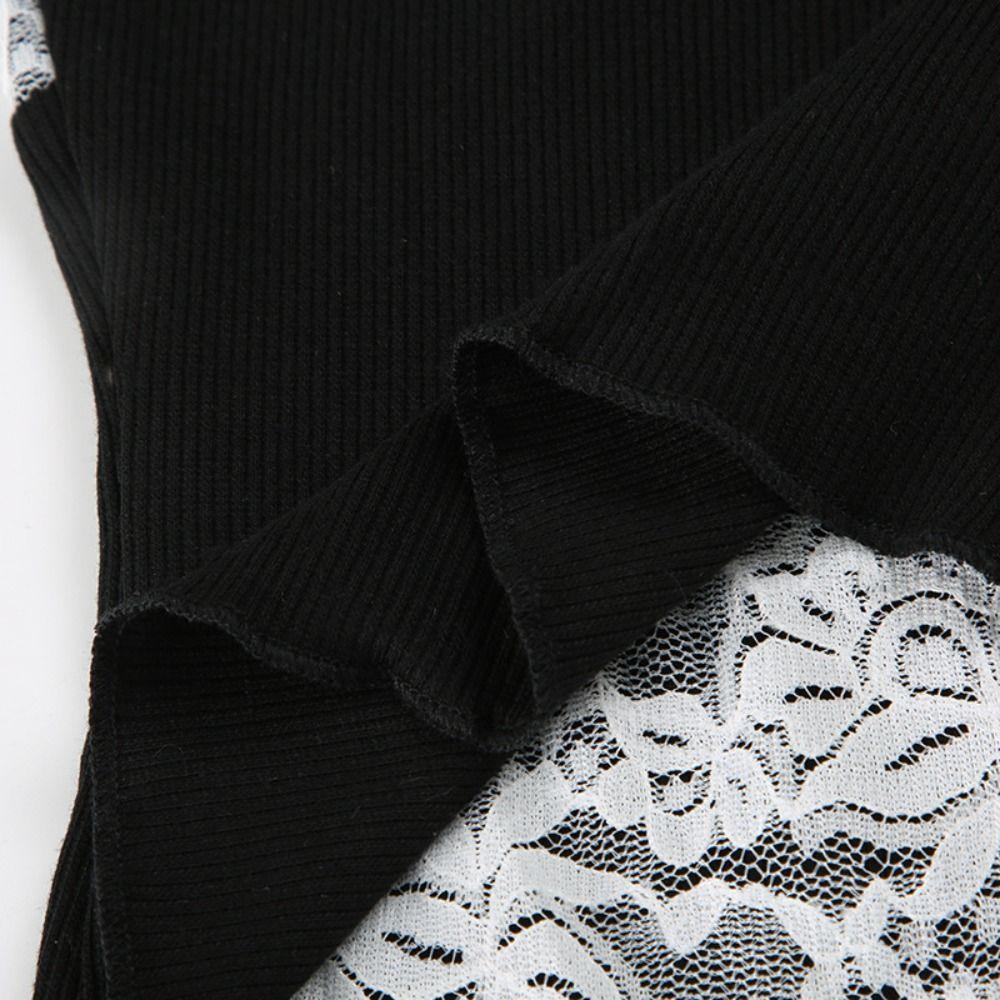 Mesh Flower Sweet Lace Vest Fake Two Pieces Sleeveless Crop Top Women Camisole  Women