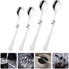 4pcs Stainless Steel Jam Honey Spoon Curved Handle Coffee Spoon Milk Mixing Spoons Teaspoon Hanging Cup Dessert Tea Spoon for Wedding Party Family