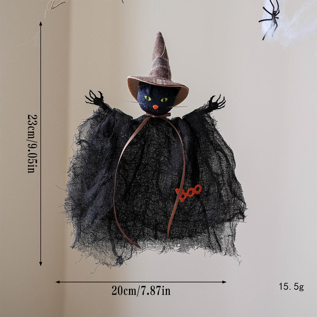 Halloween Mesh Ghost Pumpkin Witch Hanging Decorations Sheer Silk Cloth Spooky Halloween Party Decor for Windows Porch