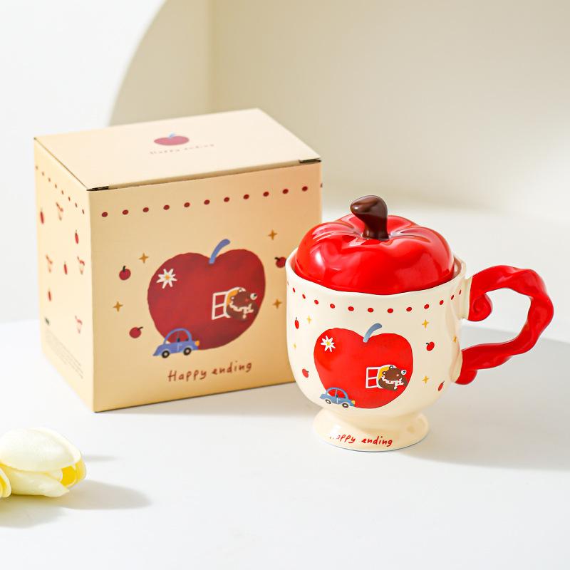 

Premium Creative Apple Ceramic Mug Office Gift Home Cup Coffee Cup Water Cup Couple Breakfast Cup Gift Strong Strong 301-400ml