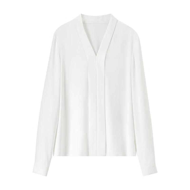 Sentubila Women's Commuter White Shirt Professional V-Neck Slim Chiffon Blouse