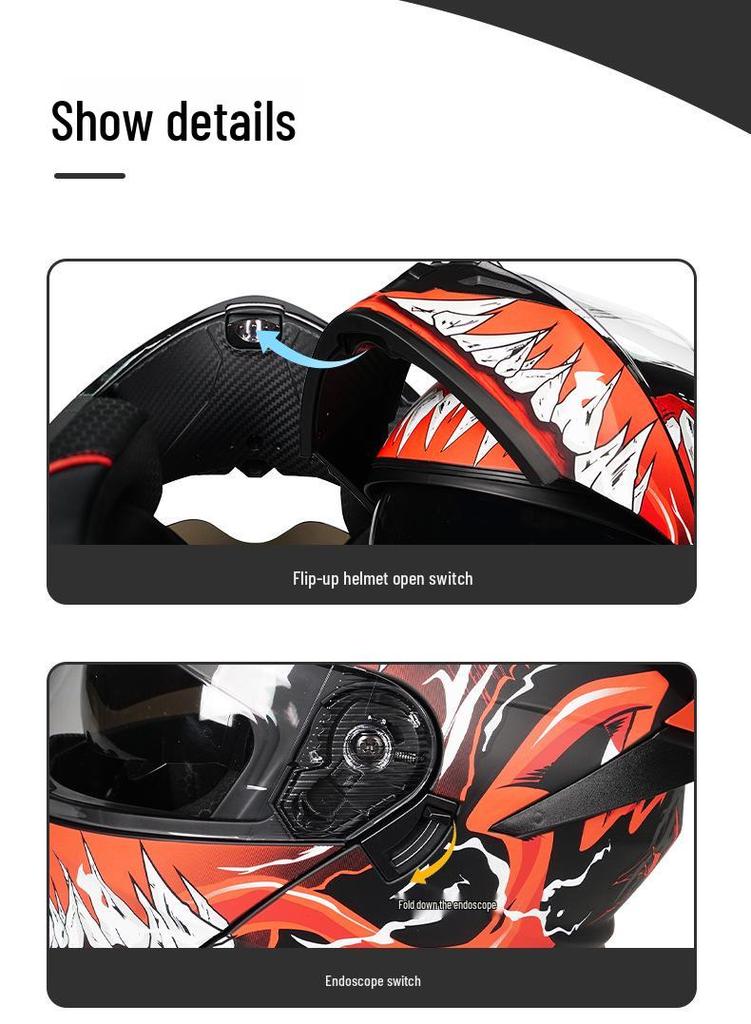 3C Certified Flip-up Dual Visor Full Face Helmet for Men and Women - All Seasons