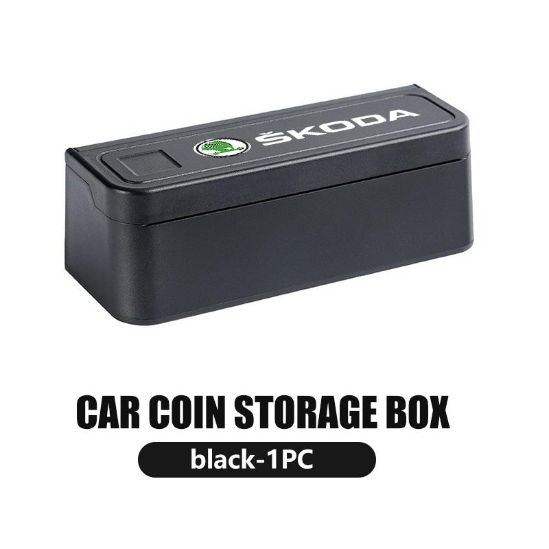 Car Small Coins Holder Storage Box Coin Collectible Case Creative Central Armrest Box Wallet For Skoda Fabia 1 2 Octavia A7 RS