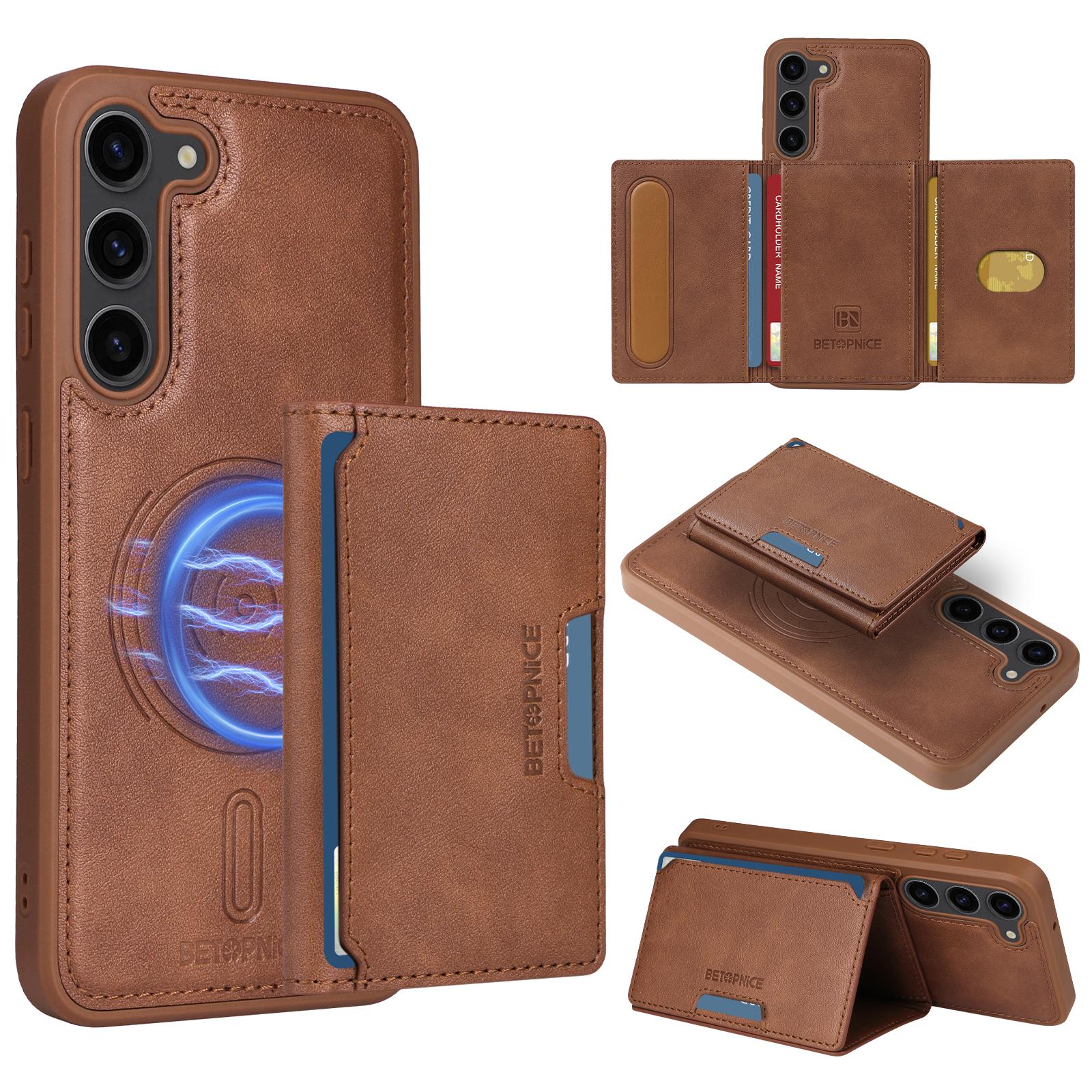 

Для Samsung Galaxy S23+ Магнітний чохол BETOPNICE Шкіряний чохол для телефону Підставка зі знімною кишенькою для карток Brown