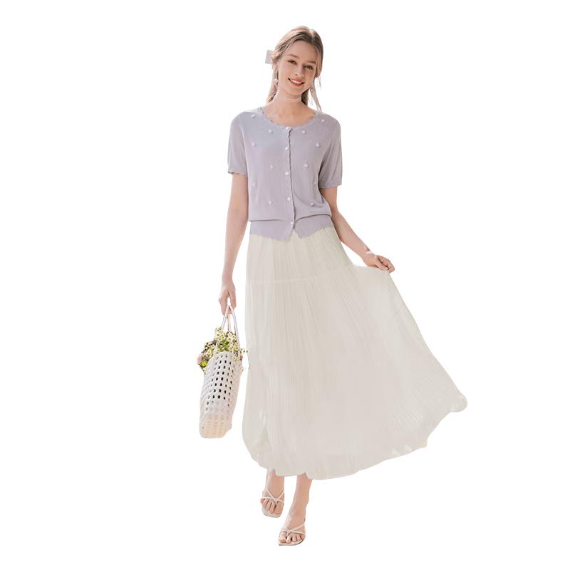 Women s Floral Beaded Knit Short Sleeve Cardigan Top S