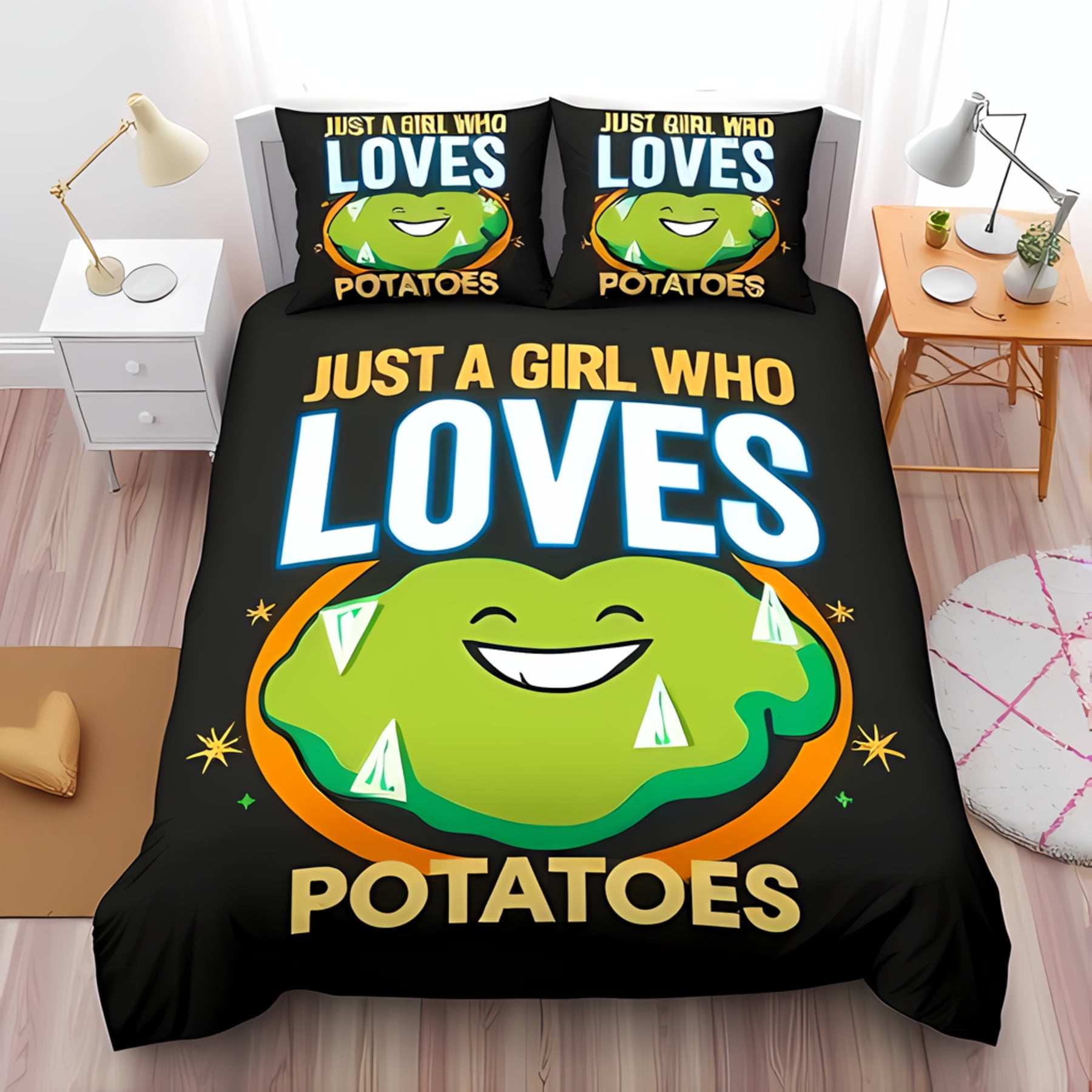 

Soft Duvet Cover Set featuring Colorful Fruit plus Vegetable Patern Cherful Beding for A Lively Bedrom Warm Soft Breathable Comfortable 135*200cm Eu-Single
