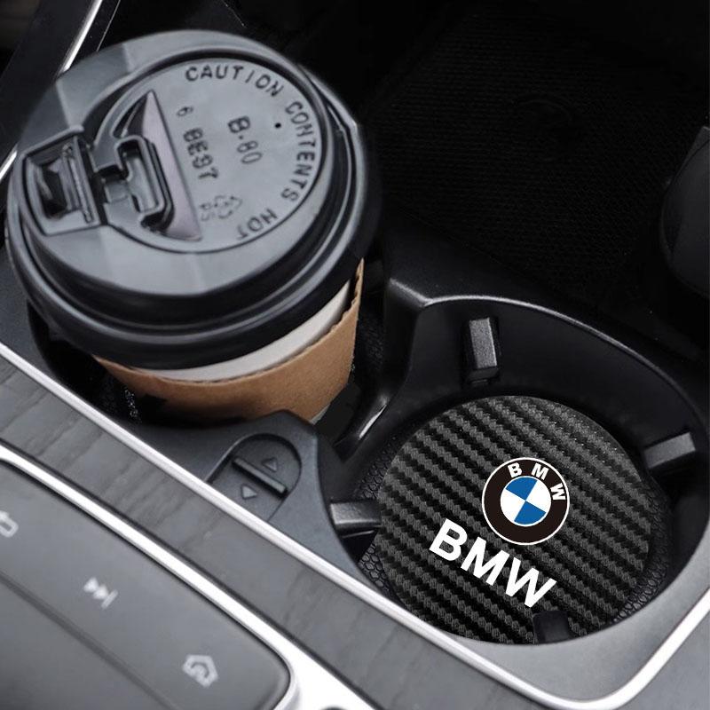 2Pcs Car Leather Water Cup Mat Auto Logo Kettle Pad For BMW E46 E66 E65 F13 F06 X2 X3 X5 X4 G08 G16 G15 G14 G12 G11 F13 F36 G42