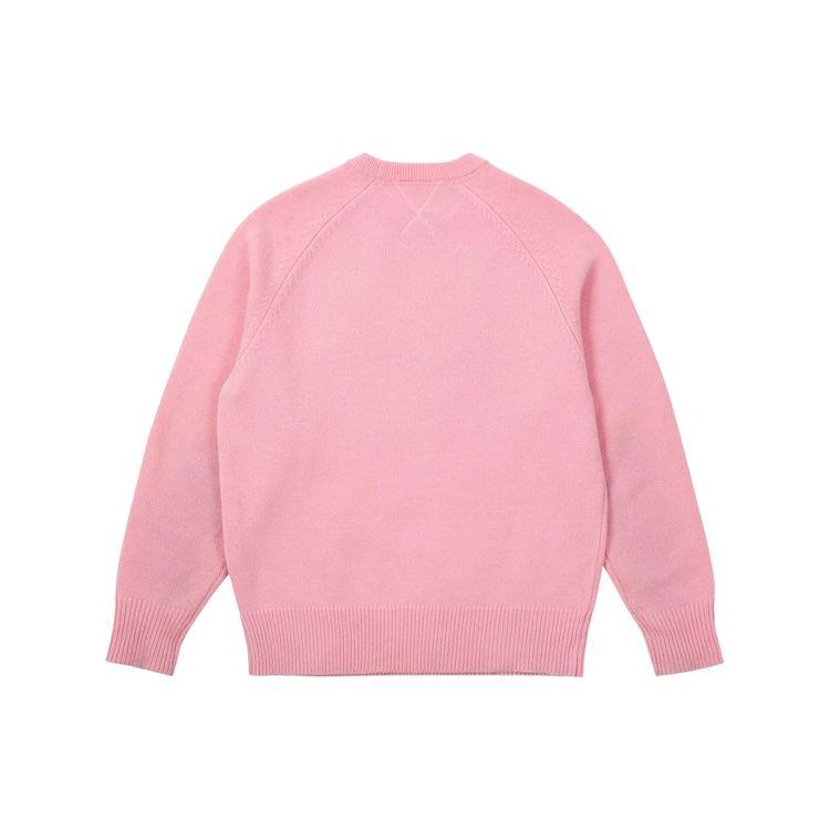 Palace X Evisu Seagull Knit Patchwork Logo Crewneck Sweater Unisex Sweater Pink-Nectar P21EVKW002