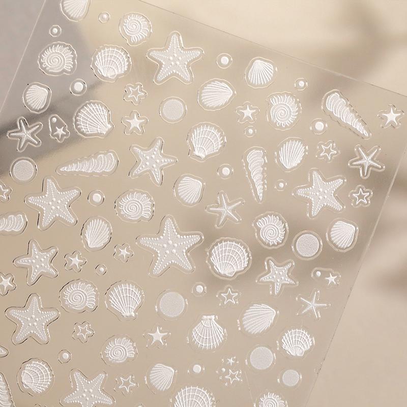 Shiny Shell Light Laser Sea Shell Cosnch Starfish Star Adhesive Nail Art Stickers Manicure Fantastic Marine Life Nail Decals