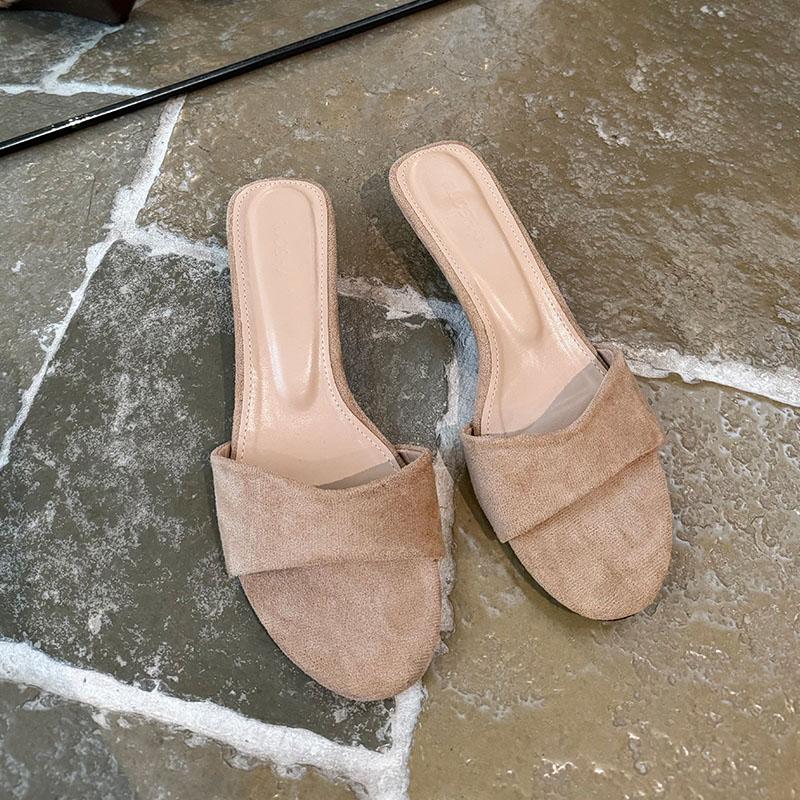 

Fashion Fashion Flock Women Wedges Slippers Shoes Spring Summer Female Slides Round Toe Ladies Heeled Slippers Wedges Shoes Sandals 35 бежевый