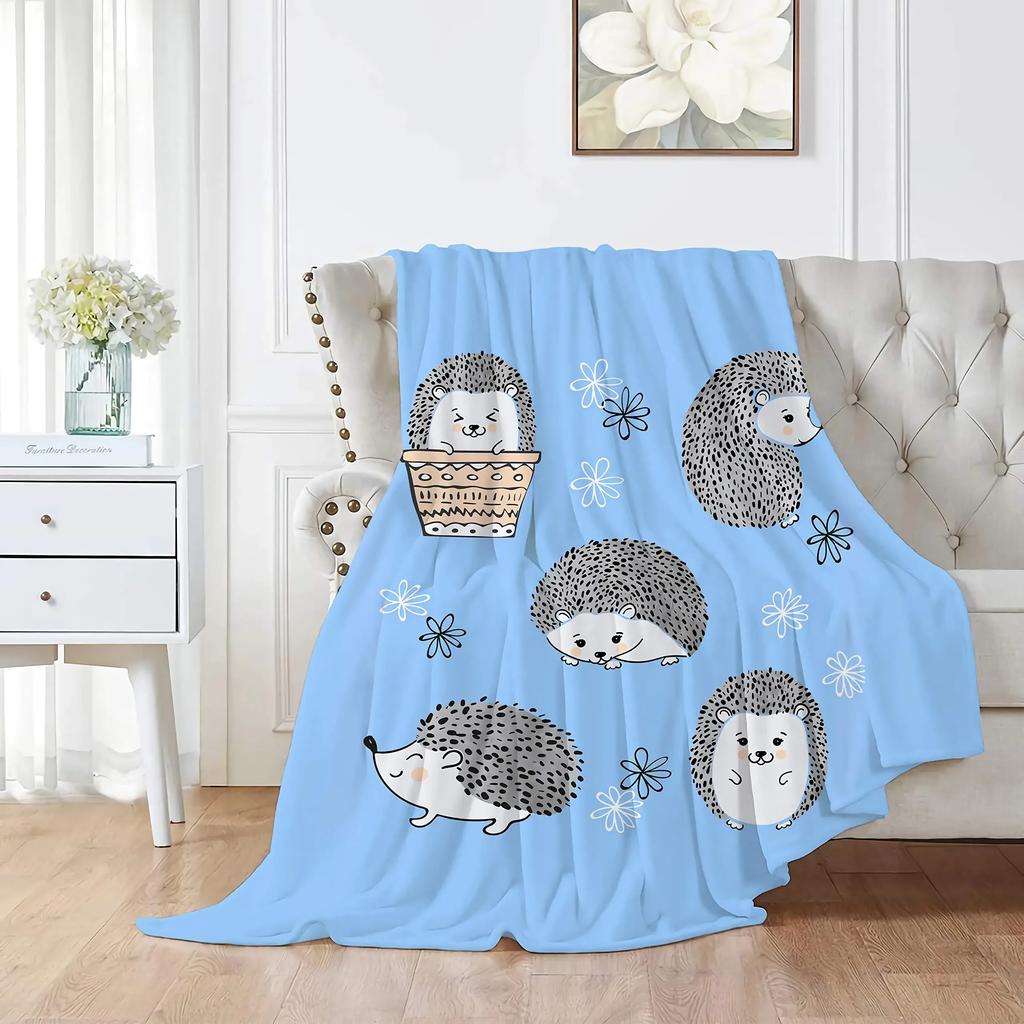 Hedgehog Blanket, Soft Flannel Throw Blanket with Super Cute Hedgehog Gifts for Girl Women Hedgehog Lovers Blanket for Couch Bed