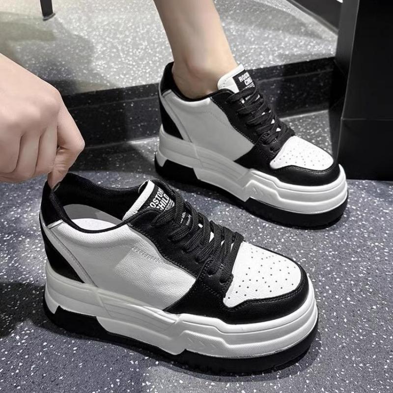 Versatile muffin platform white shoes women's spring new panda shoes inner heightening board shoes