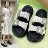 Guofeng New Chinese Internet Celebrity Slippers Women Summer Wear New Rhinestone Thick Bottom Ink Cool Slippers Women