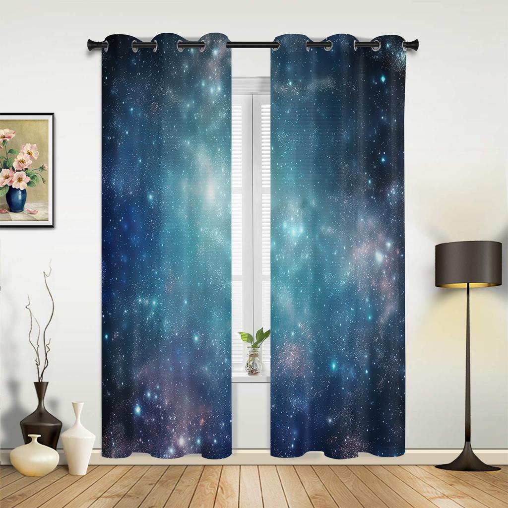 Starry Sky Stars Milky Way Curtains for Bedroom Living Room Window Curtain Treatments Blinds Kitchen Home Decor Drapes