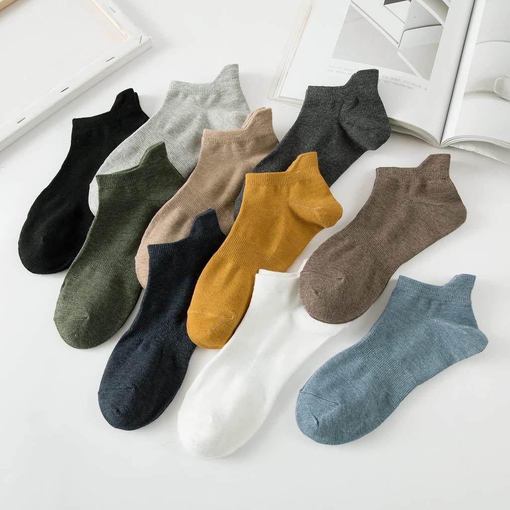 10 Pair Set Socks Ankle Spring Autumn Socks Short Ankle Socks Sneaker Socks Sports Cotton Socks Breathable [DsHome] Men's 24-28cm