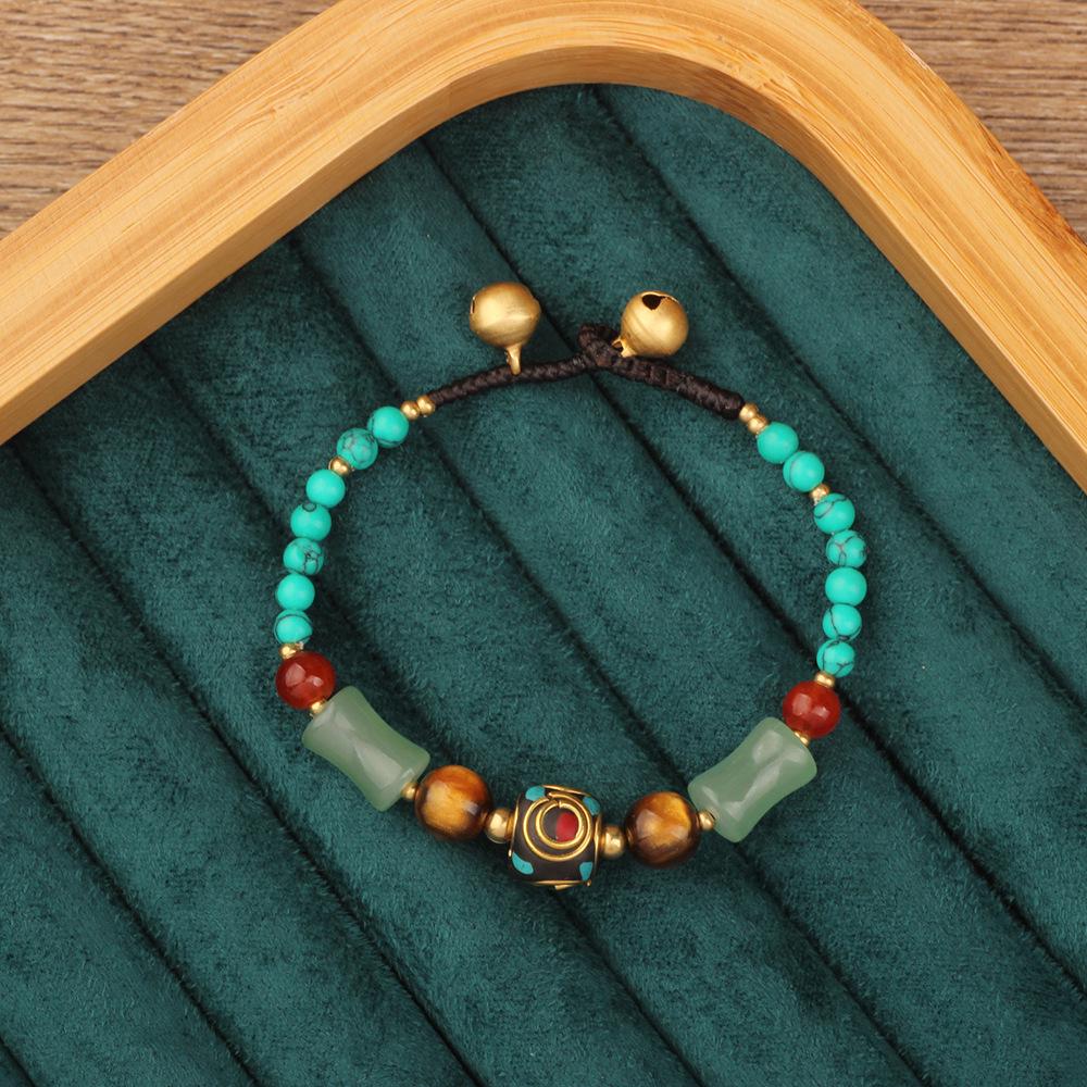 Ethnisches Retro Nepalesisches Tibetisches Handgewebtes Türkis Perlen Damenarmband